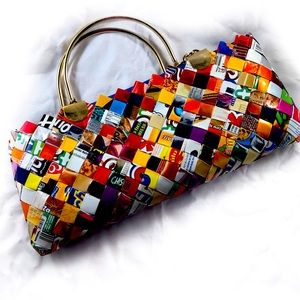 Recycled candy wrapper clutch